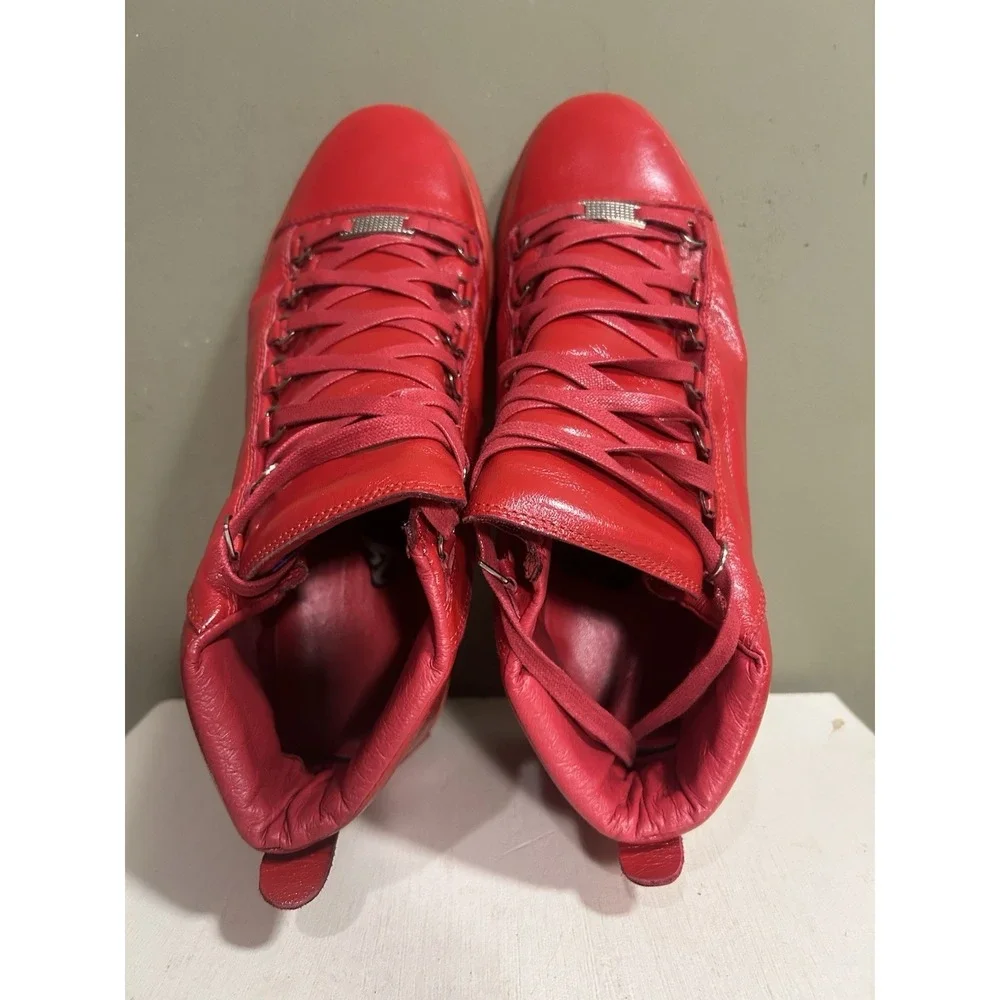 Balenciaga Arena High Top Red Leather Sneakers Mens Sz 12 Luxury Streetwear